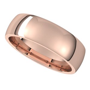 10K Rose 6 mm Half Round Comfort Fit Light Band - BN & CO JEWELRY