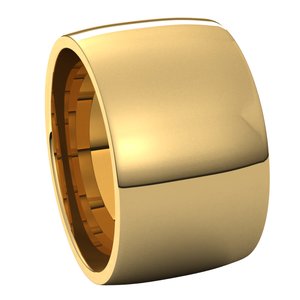 14K Yellow 12 mm Half Round Comfort Fit Light Band Size 12 - BN & CO JEWELRY