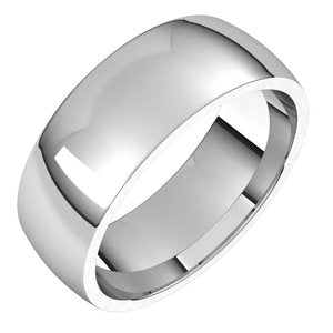 Platinum 7 mm Half Round Comfort Fit Light Band - BN & CO JEWELRY