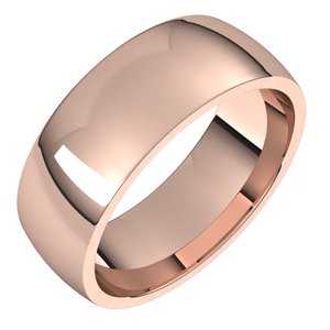 14K Rose 7 mm Half Round Comfort Fit Light Band - BN & CO JEWELRY