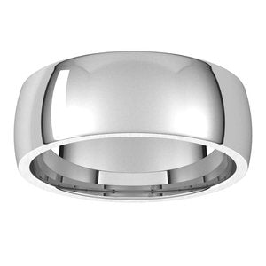 14K White 7 mm Half Round Comfort Fit Light Band - BN & CO JEWELRY