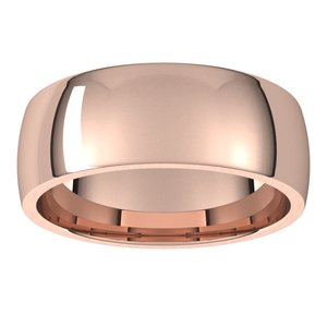 10K Rose 7 mm Half Round Comfort Fit Light Band - BN & CO JEWELRY