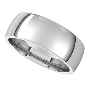 10K White 7 mm Half Round Comfort Fit Light Band - BN & CO JEWELRY