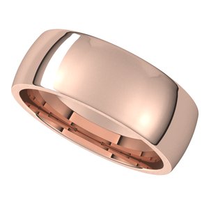14K Rose 7 mm Half Round Comfort Fit Light Band - BN & CO JEWELRY