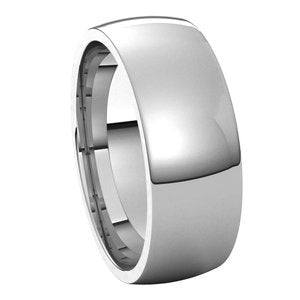 10K White 7 mm Half Round Comfort Fit Light Band - BN & CO JEWELRY