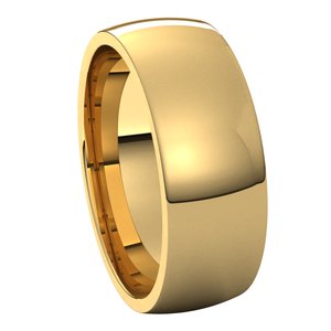 14K Yellow 7 mm Half Round Comfort Fit Light Band - BN & CO JEWELRY