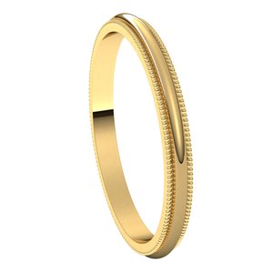 14K Yellow 2 mm Milgrain Half Round Band Size 4.5 - BN & CO JEWELRY