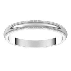 14K White 2.5 mm Milgrain Half Round Band Size 7 - BN & CO JEWELRY