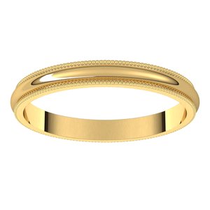 14K Yellow 2.5 mm Milgrain Half Round Band Size 5.5 - BN & CO JEWELRY