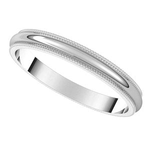 14K White 2.5 mm Milgrain Half Round Band Size 7 - BN & CO JEWELRY