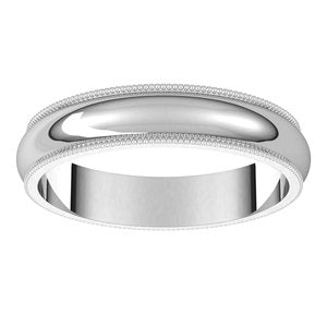 10K White 4 mm Milgrain Half Round Band Size 11 - BN & CO JEWELRY