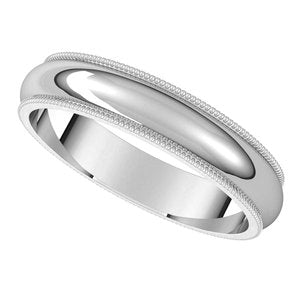 10K White 4 mm Milgrain Half Round Band Size 11.5 - BN & CO JEWELRY