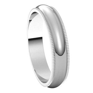 10K White 4 mm Milgrain Half Round Band Size 11.5 - BN & CO JEWELRY