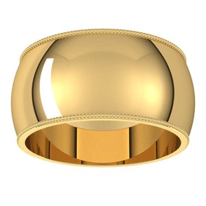 14K Yellow 10 mm Milgrain Half Round Band Size 12 - BN & CO JEWELRY