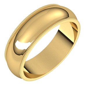 14K Yellow 6 mm Milgrain Half Round Band Size 10.5 - BN & CO JEWELRY