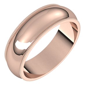 10K Rose 6 mm Milgrain Half Round Band Size 11 - BN & CO JEWELRY