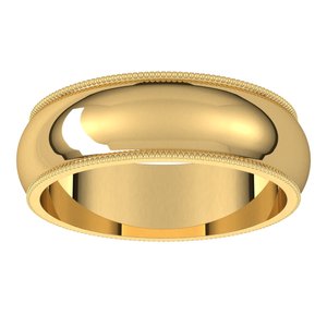 14K Yellow 6 mm Milgrain Half Round Band Size 12.5 - BN & CO JEWELRY