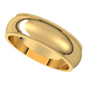 14K Yellow 6 mm Milgrain Half Round Band Size 10.5 - BN & CO JEWELRY