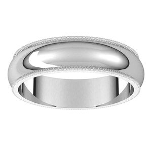 14K White 5 mm Milgrain Half Round Band Size 6.5 - BN & CO JEWELRY
