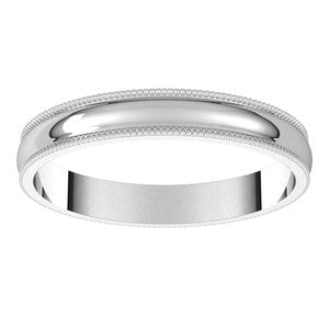 10K White 3 mm Milgrain Half Round Light Band Size 7 - BN & CO JEWELRY