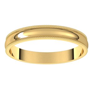 10K Yellow 3 mm Milgrain Half Round Light Band Size 6 - BN & CO JEWELRY