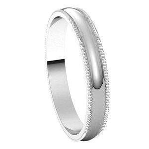 10K White 3 mm Milgrain Half Round Light Band Size 7 - BN & CO JEWELRY