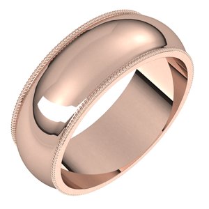 14K Rose 7 mm Milgrain Half Round Band - BN & CO JEWELRY