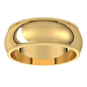 14K Yellow 7 mm Milgrain Half Round Band - BN & CO JEWELRY