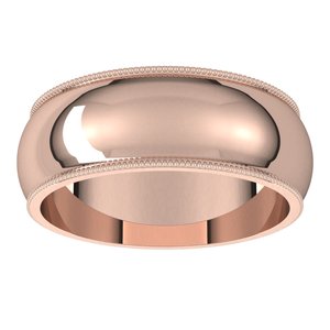 14K Rose 7 mm Milgrain Half Round Band - BN & CO JEWELRY