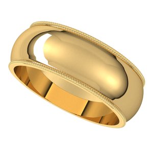 14K Yellow 7 mm Milgrain Half Round Band - BN & CO JEWELRY