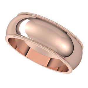 14K Rose 7 mm Milgrain Half Round Band - BN & CO JEWELRY