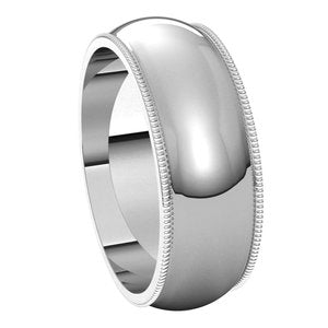 Platinum 7 mm Milgrain Half Round Band - BN & CO JEWELRY