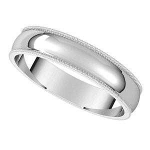 14K White 4 mm Milgrain Half Round Light Band Size 7 - BN & CO JEWELRY