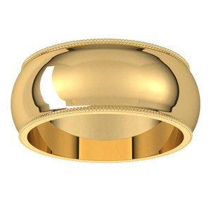 14K Yellow 8 mm Milgrain Half Round Band Size 8.5 - BN & CO JEWELRY