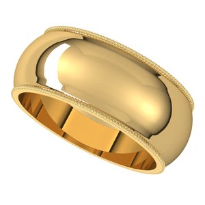 14K Yellow 8 mm Milgrain Half Round Band Size 8.5 - BN & CO JEWELRY