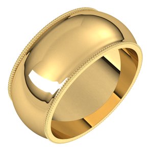 14K Yellow 9 mm Milgrain Half Round Band Size 9 - BN & CO JEWELRY