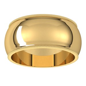 14K Yellow 9 mm Milgrain Half Round Band Size 9 - BN & CO JEWELRY