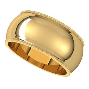 14K Yellow 9 mm Milgrain Half Round Band Size 9 - BN & CO JEWELRY