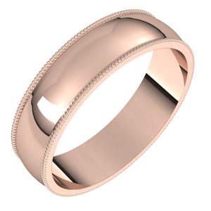 14K Rose 5 mm Milgrain Half Round Light Band Size 10 - BN & CO JEWELRY