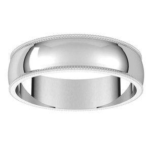 14K White 5 mm Milgrain Half Round Light Band Size 10.5 - BN & CO JEWELRY