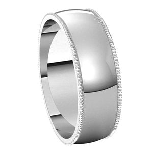 Platinum 6 mm Milgrain Half Round Light Band Size 8.5 - BN & CO JEWELRY