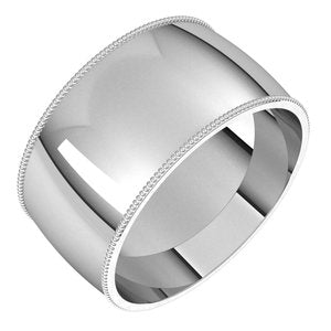 Platinum 10 mm Milgrain Half Round Comfort Fit Band Size 11 - BN & CO JEWELRY