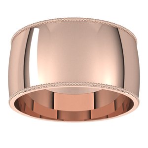 14K Rose 10 mm Milgrain Half Round Comfort Fit Band Size 4.5 - BN & CO JEWELRY