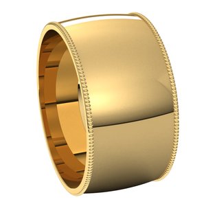 18K Yellow 10 mm Milgrain Half Round Comfort Fit Band Size 12.5 - BN & CO JEWELRY
