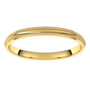 14K Yellow 2 mm Milgrain Half Round Comfort Fit Band Size 5.5 - BN & CO JEWELRY