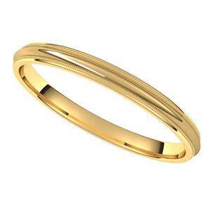 14K Yellow 2 mm Milgrain Half Round Comfort Fit Band Size 5.5 - BN & CO JEWELRY