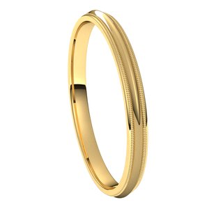 14K Yellow 2 mm Milgrain Half Round Comfort Fit Band Size 5.5 - BN & CO JEWELRY