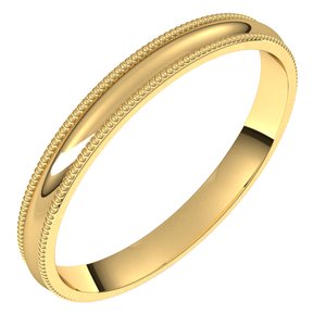 14K Yellow 2.5 mm Milgrain Half Round Comfort Fit Band Size 5.5 - BN & CO JEWELRY