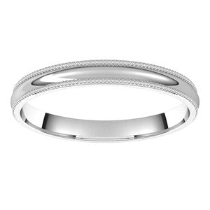 14K White 2.5 mm Milgrain Half Round Comfort Fit Band Size 5 - BN & CO JEWELRY