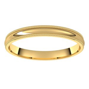 14K Yellow 2.5 mm Milgrain Half Round Comfort Fit Band Size 5.5 - BN & CO JEWELRY